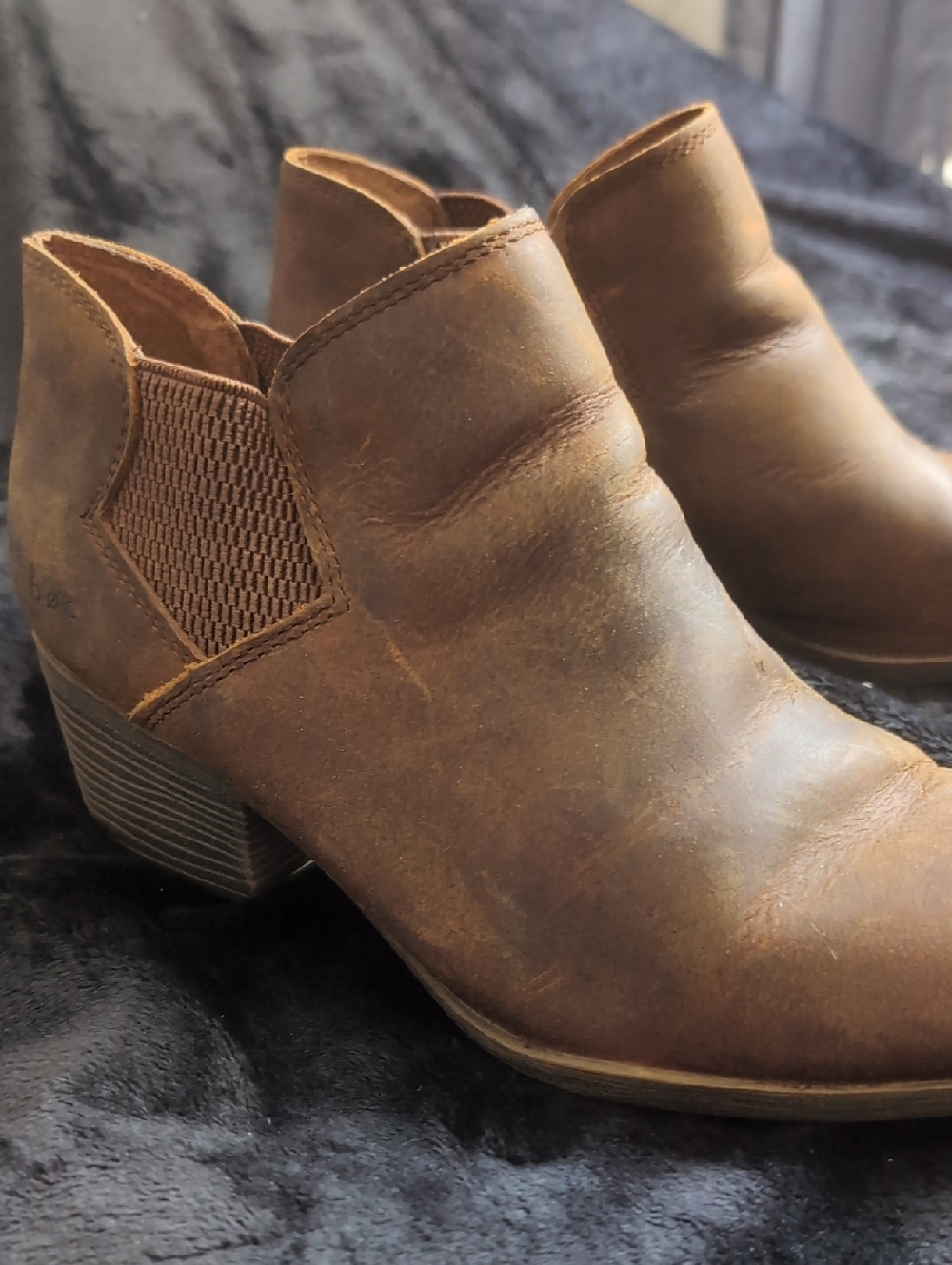 boc Brown Leather-Look Ankle Booties